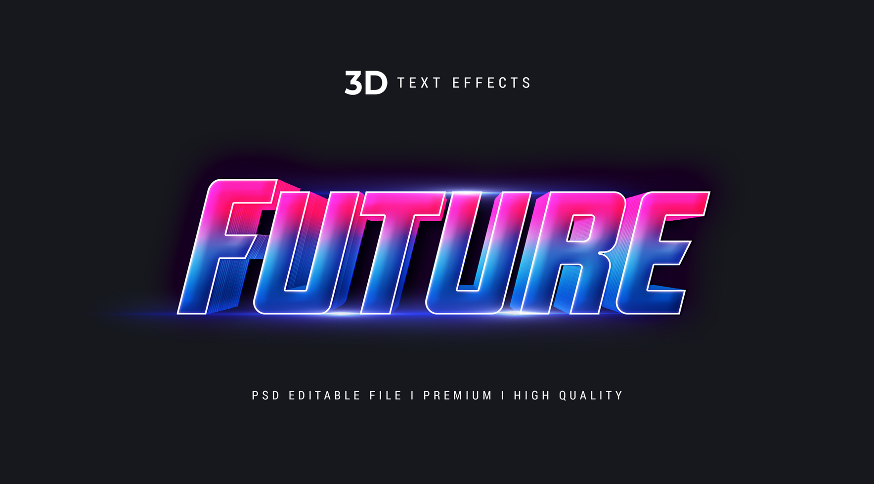 Future 3d Text Style Effect Mockup Template with Confetti psd