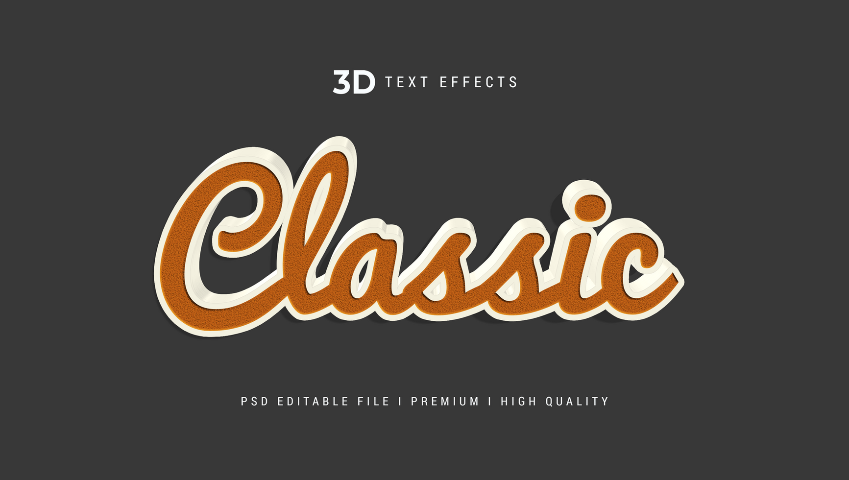 Classic 3d Text Style Effect Mockup Template psd