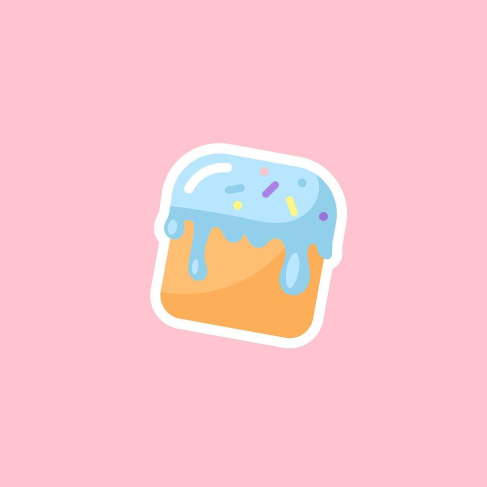 Easter cake icon. Vector illustration in flat design. Isolated on pink background.