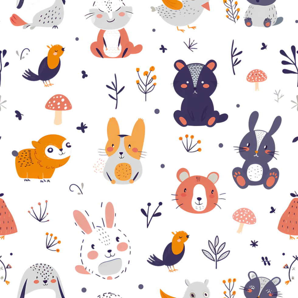 AI generated Cute Seamless Animal Pattern png