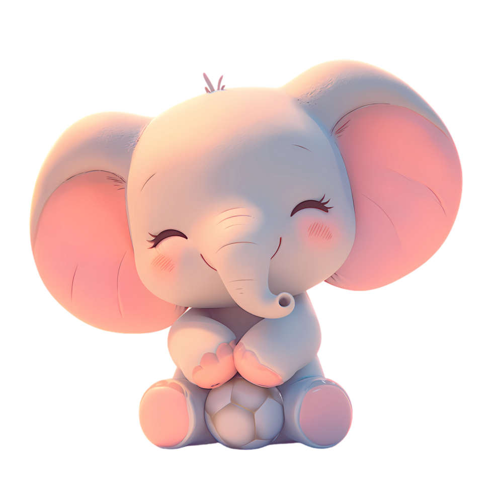 AI generated Cute Elephant 3d Cartoon Character Holding A ball png