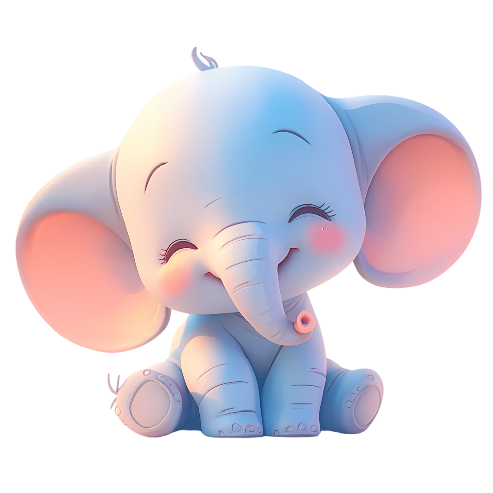 ai generato carino elefante 3d cartone animato personaggio png