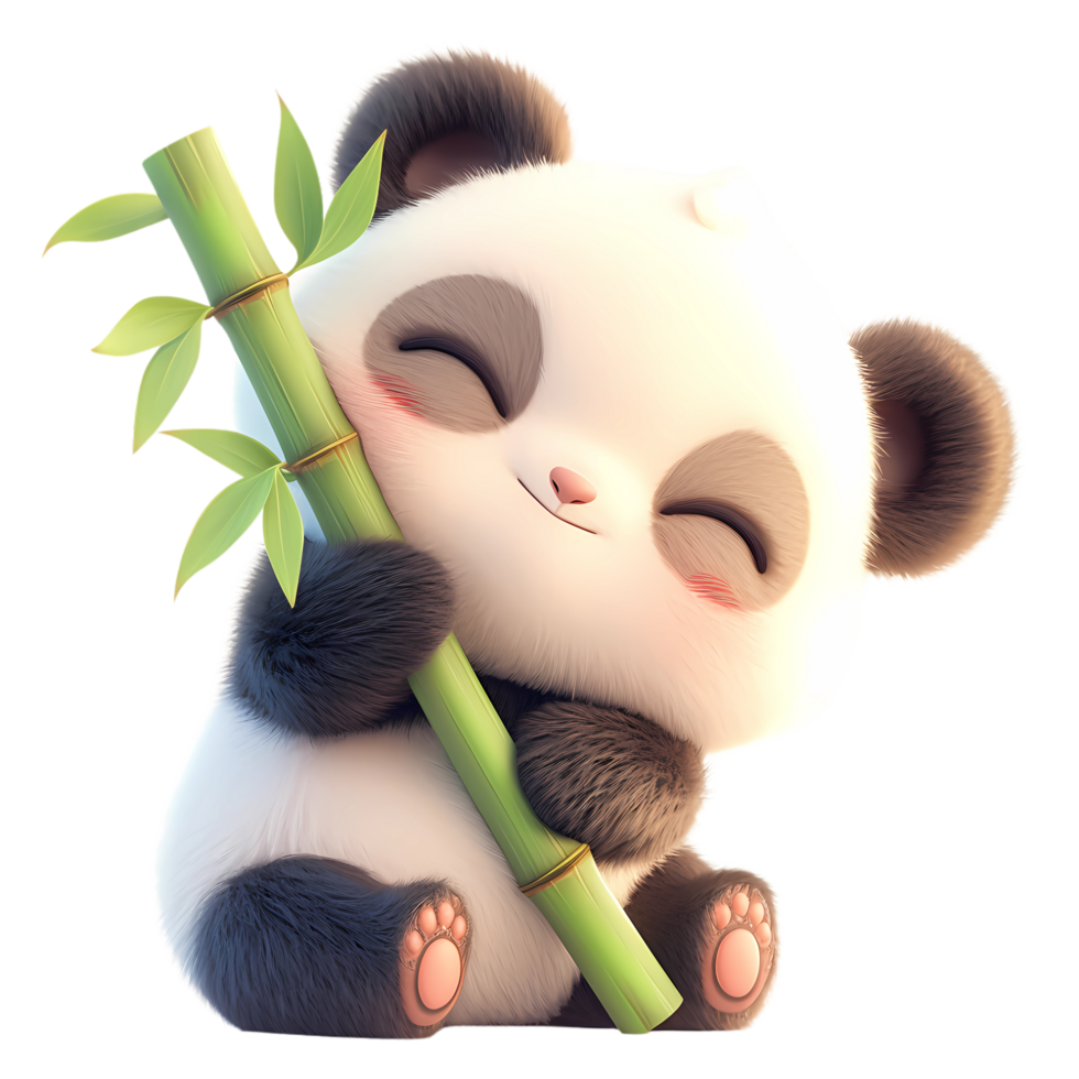 ai généré mignonne bébé Panda dessin animé personnage 3d le rendu png