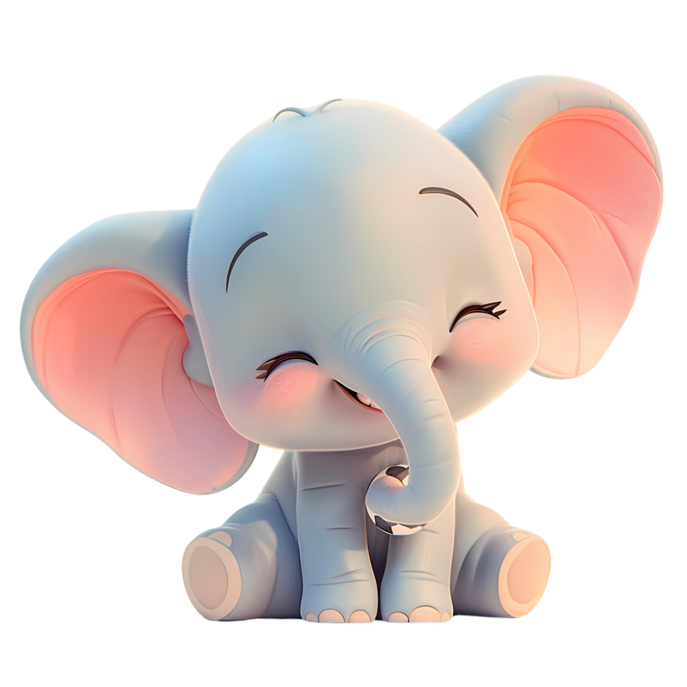 AI generated Cute Elephant 3d Cartoon Character png