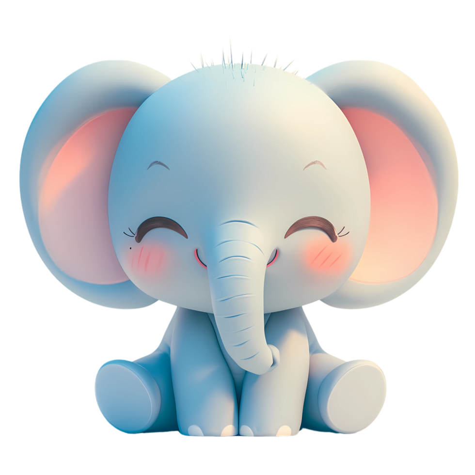 ai generato carino elefante 3d cartone animato personaggio png