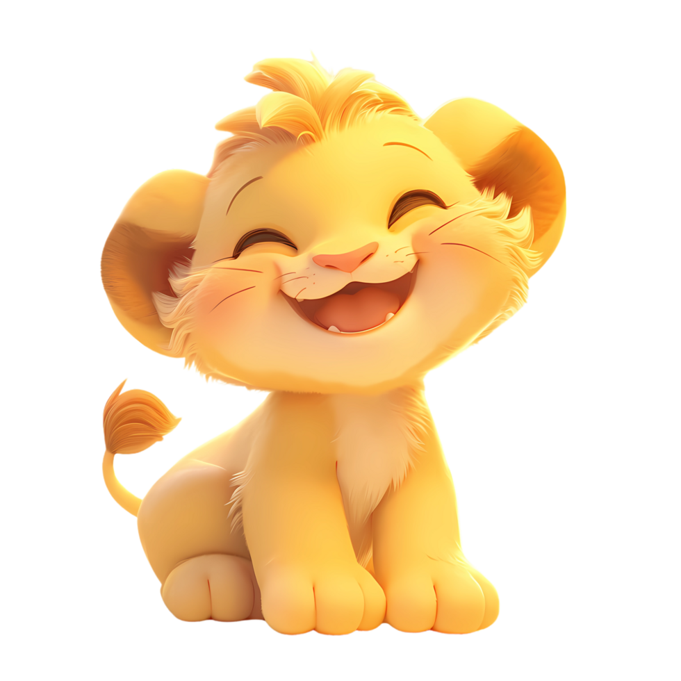 AI generated Cute Baby Lion 3d Cartoon Character png