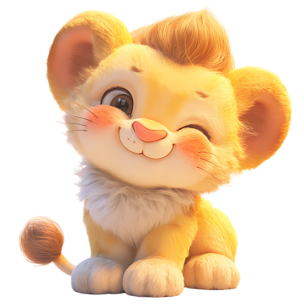 AI generated Cute Baby Lion 3d Cartoon Character png