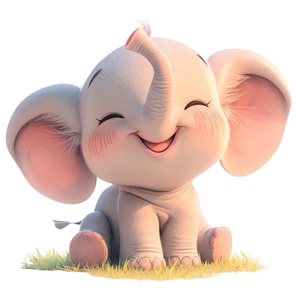 AI generated Cute Elephant 3d Cartoon Character png