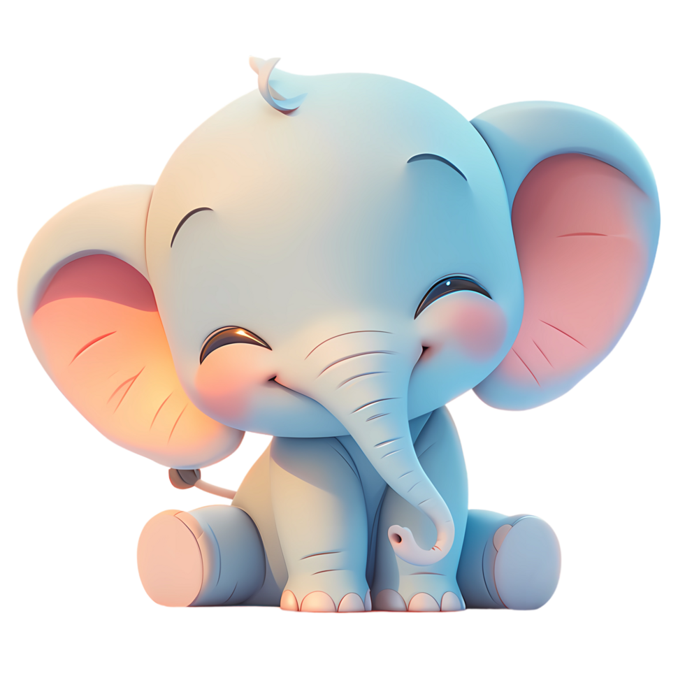 ai generato carino elefante 3d cartone animato personaggio png