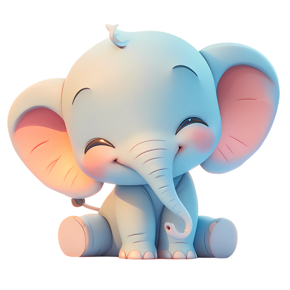 ai gerado fofa elefante 3d desenho animado personagem png