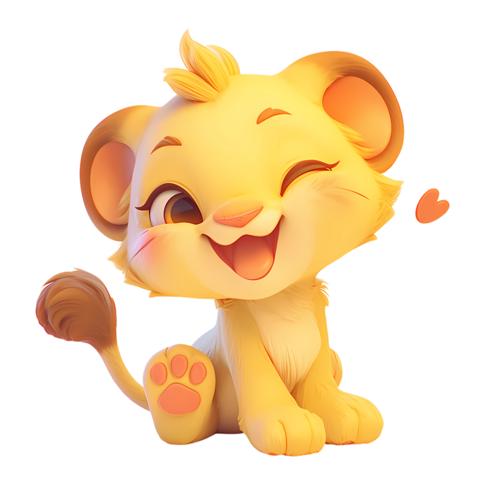 ai gerado fofa bebê leão 3d desenho animado personagem png