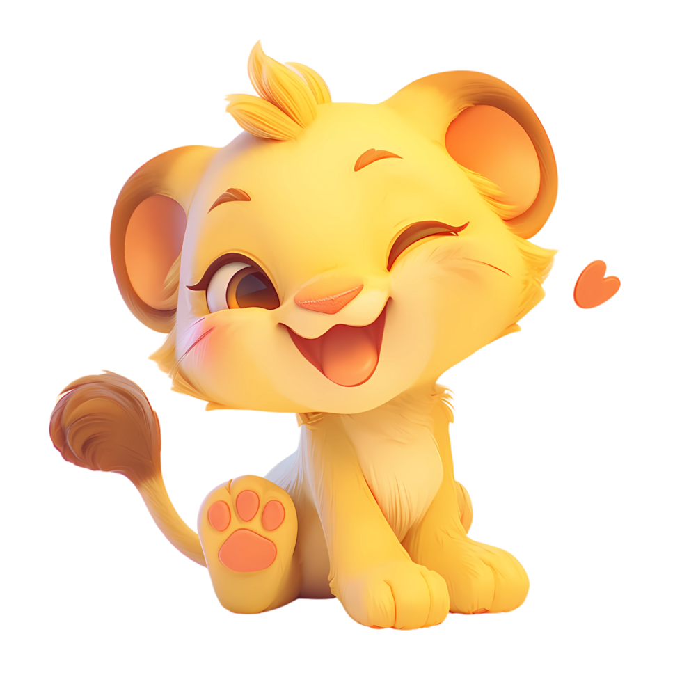 AI generated Cute Baby Lion 3d Cartoon Character png