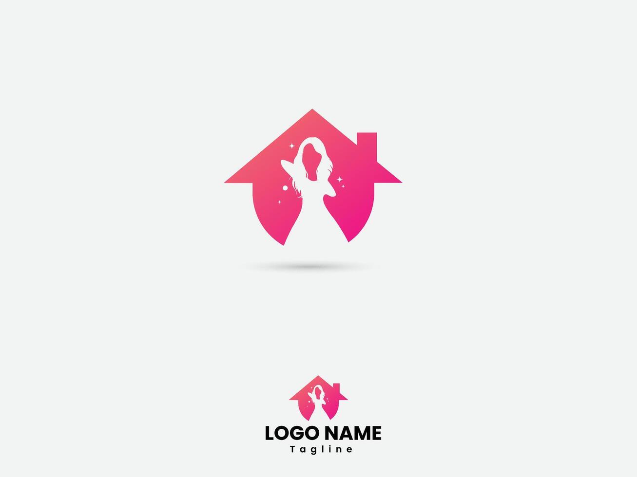 Fashion home logo design with pink color vector