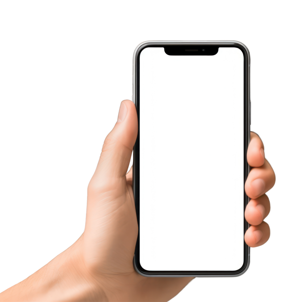 AI generated Hand Holding Phone  Mockup With Blank Screen png