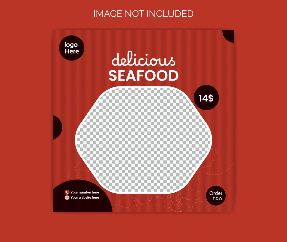 Delicious food social media post design vector