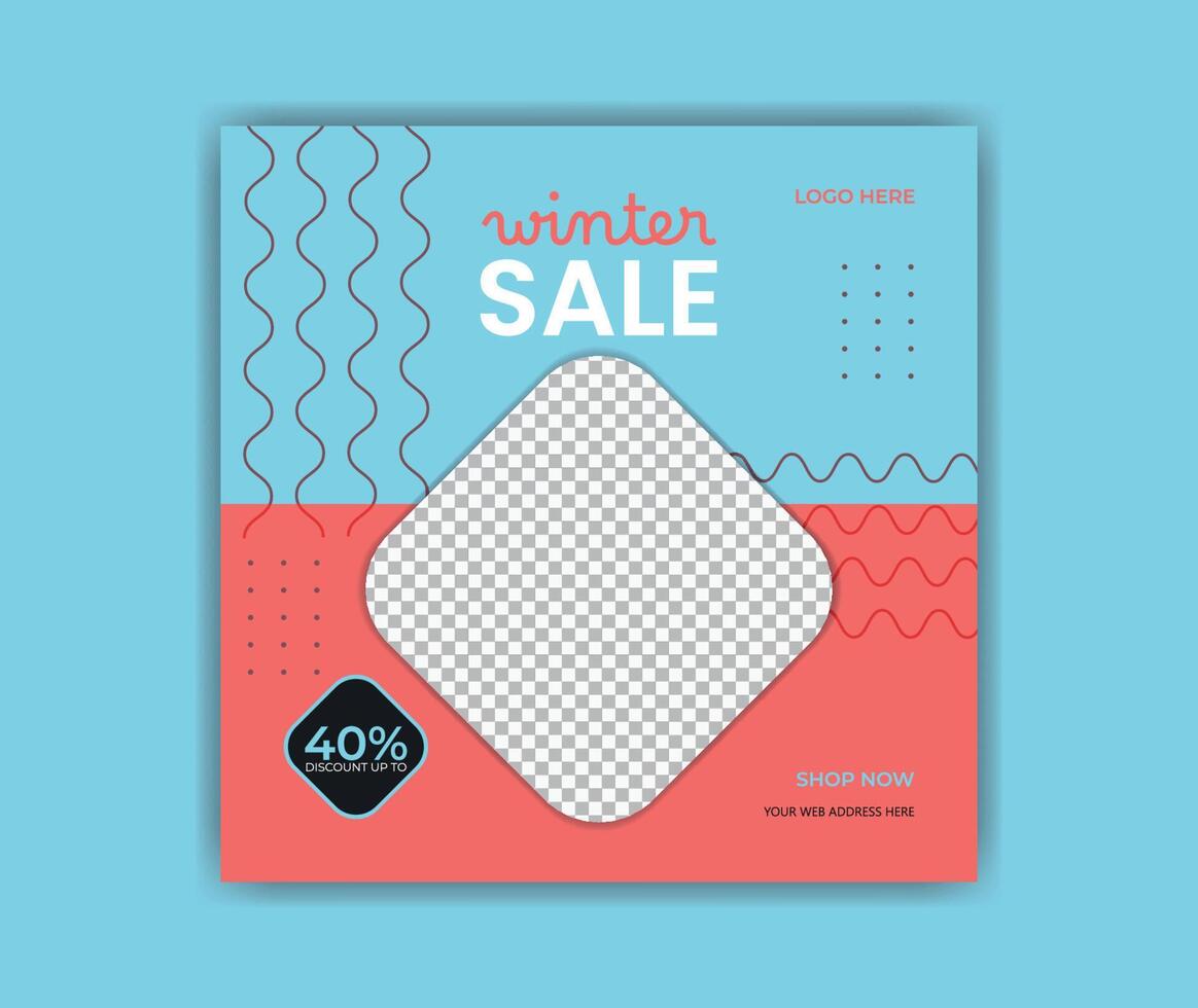 Winter sale social media post design. vector