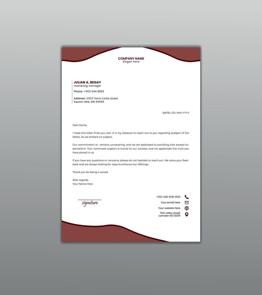 Simple and attractive letterhead design template. vector