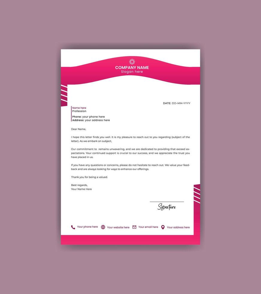 Simple and attractive letterhead design template. vector