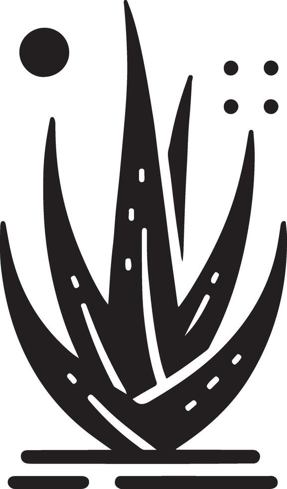 minimal Aloe Vera plant icon vector silhouette, white background 9