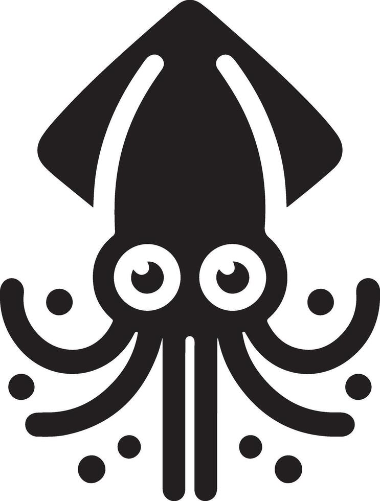 minimal Squid vector icon, flat symbol, black color silhouette, white background 14