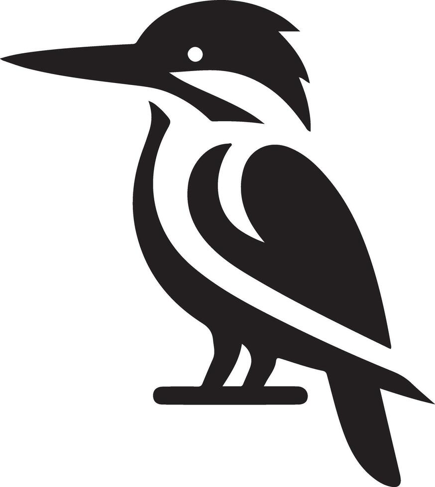 Kingfisher bird vector art icon, clipart, symbol, black color silhouette, white background 46