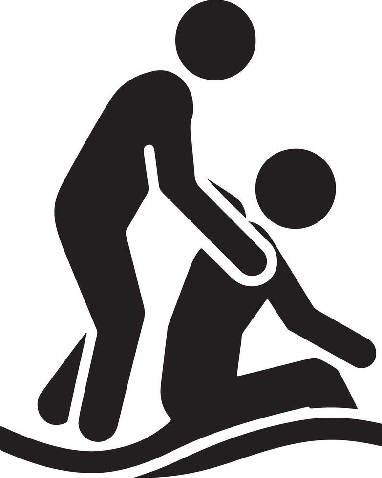 a man help other man vector icon black color silhouette, white background 6