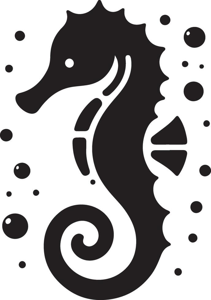 minimal Seahorse vector icon, flat symbol, black color silhouette, white background 11