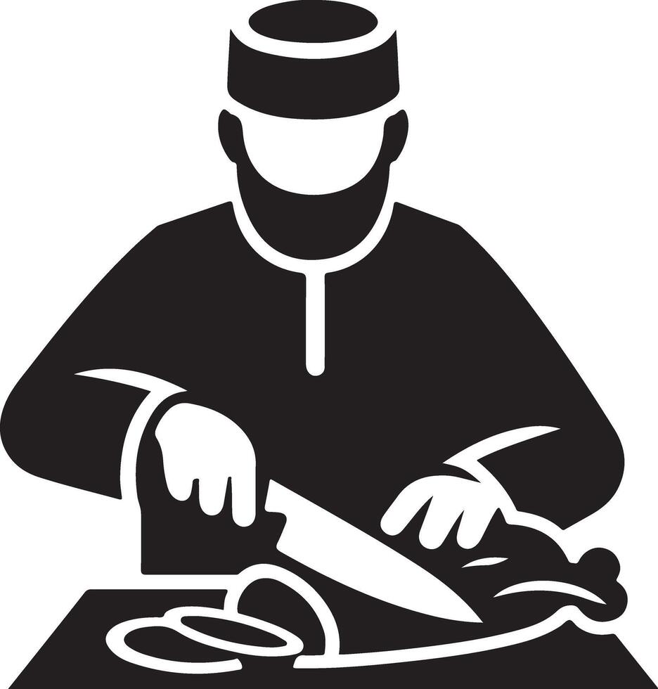 Butcher meat cutting silhouette vector icon, clipart, symbol, black color 2