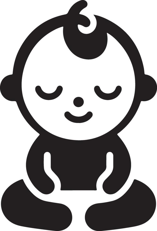 Cute smiling baby crawling icon black color silhouette 14 vector