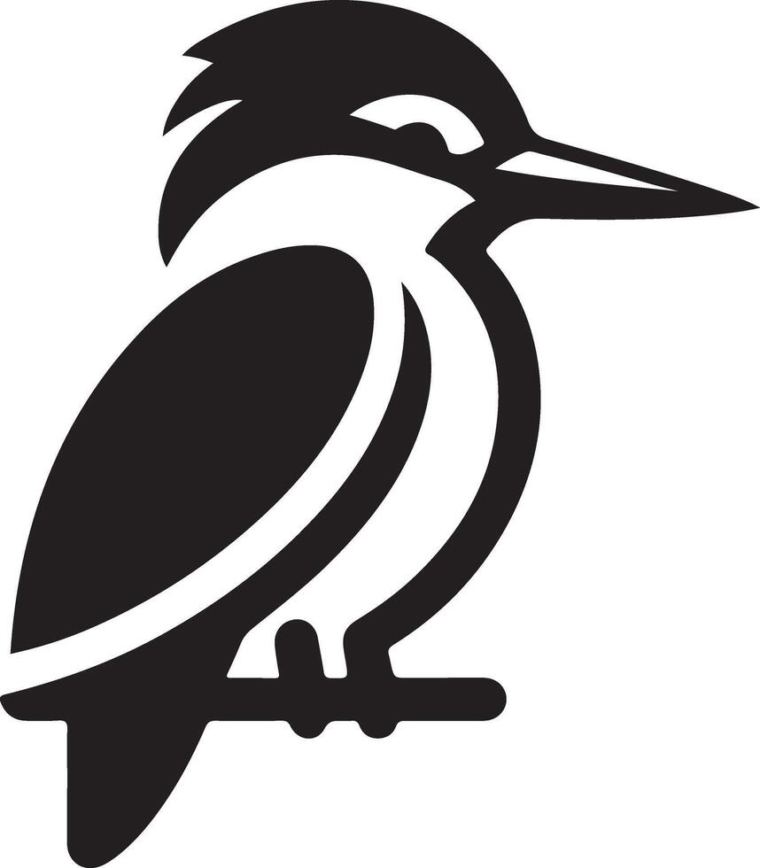 Kingfisher bird vector art icon, clipart, symbol, black color silhouette, white background 45