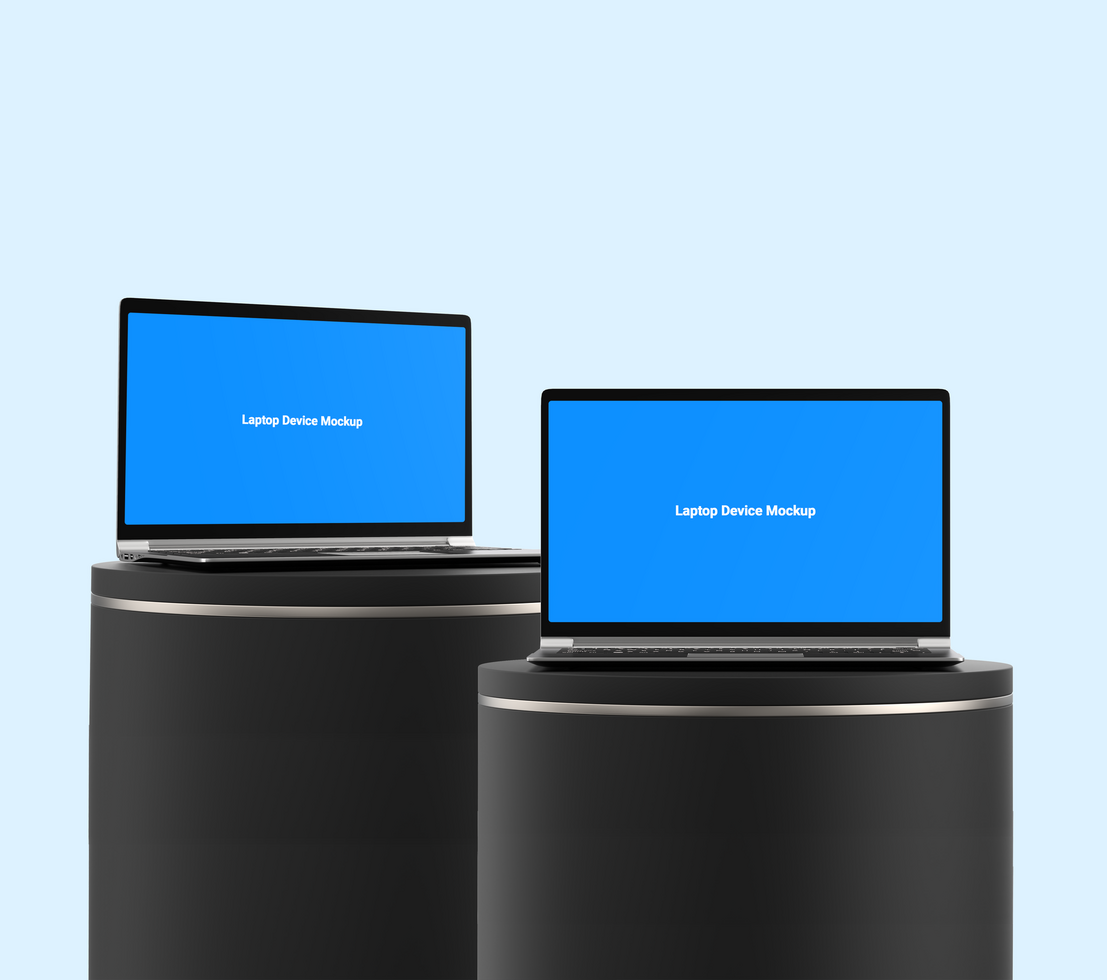 Laptop Device on Podium Mockup PSD