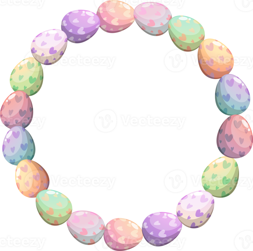 Easter wreath with flowers and eggs for greeting card png