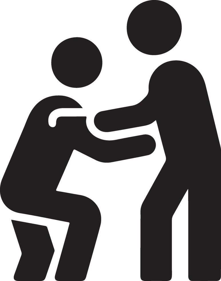 a man help other man vector icon black color silhouette, white background 28