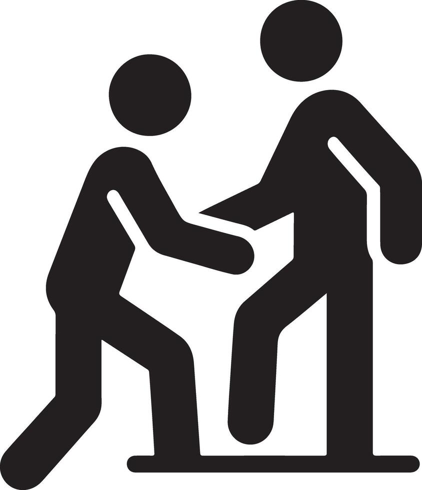 a man help other man vector icon black color silhouette, white background 21