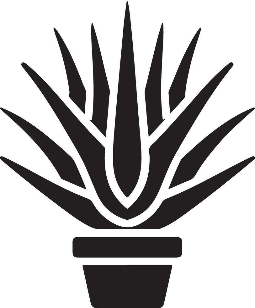 minimal Aloe Vera plant icon vector silhouette, white background 16