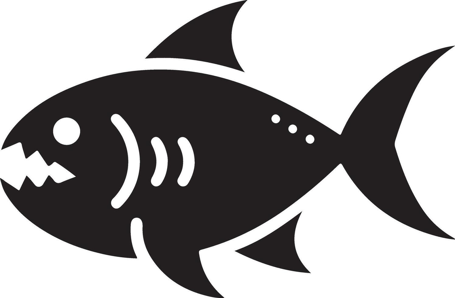 piraña pescado vector icono, clipart, símbolo, plano ilustración, negro color silueta 15