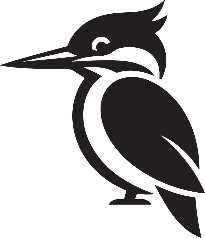Kingfisher bird vector art icon, clipart, symbol, black color silhouette, white background 50