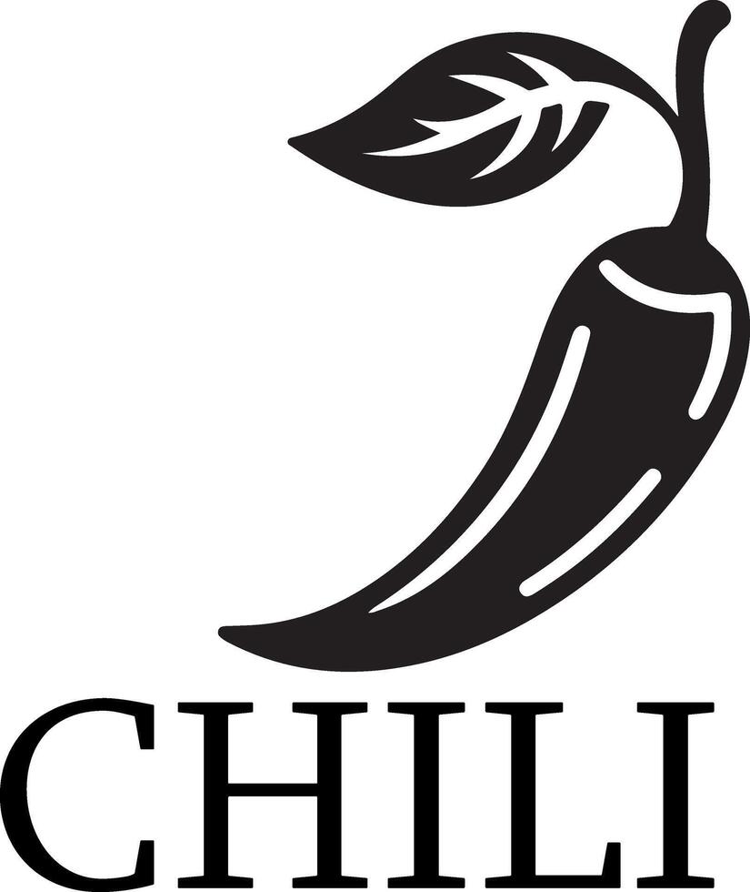 minimal chili brand logo concept black color silhouette, white background vector