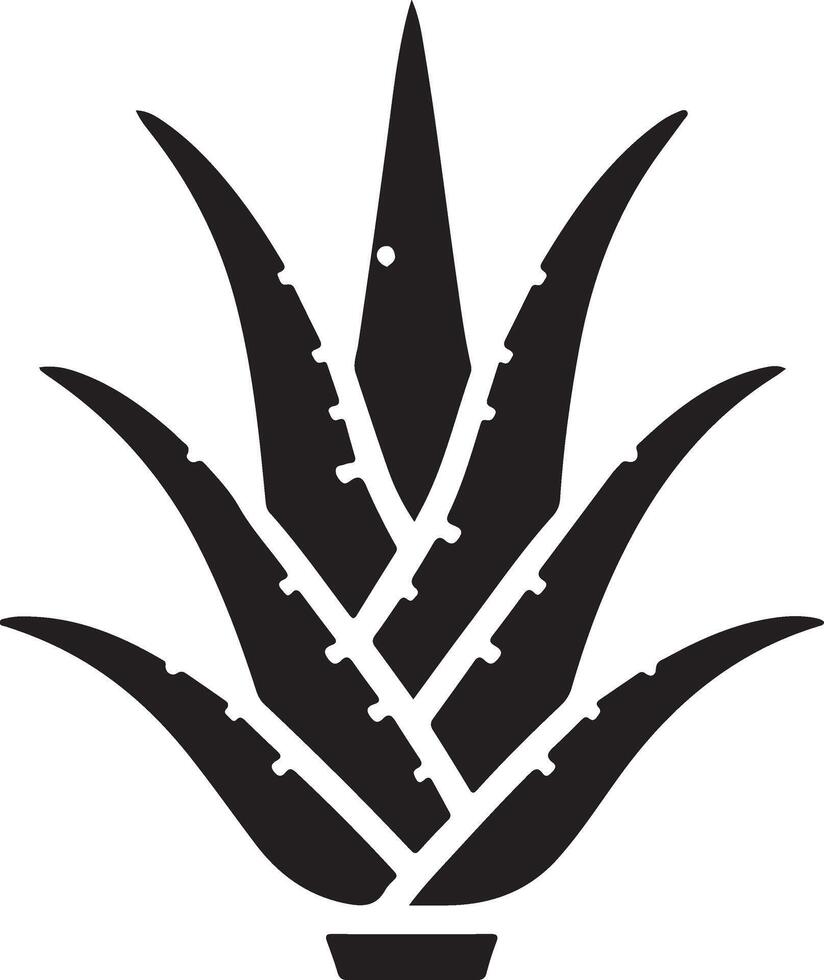 minimal Aloe Vera plant icon vector silhouette, white background 20