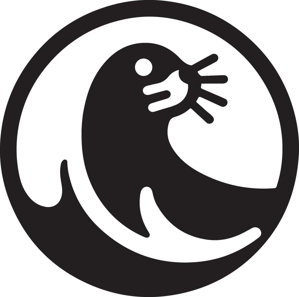 minimal Seal vector icon, flat symbol, black color silhouette, white background 7
