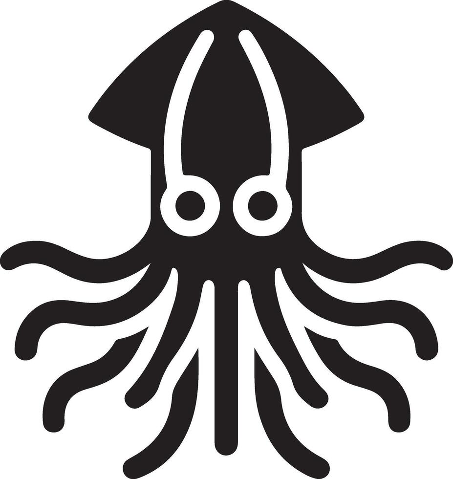 mínimo calamar vector icono, plano símbolo, negro color silueta, blanco antecedentes 15