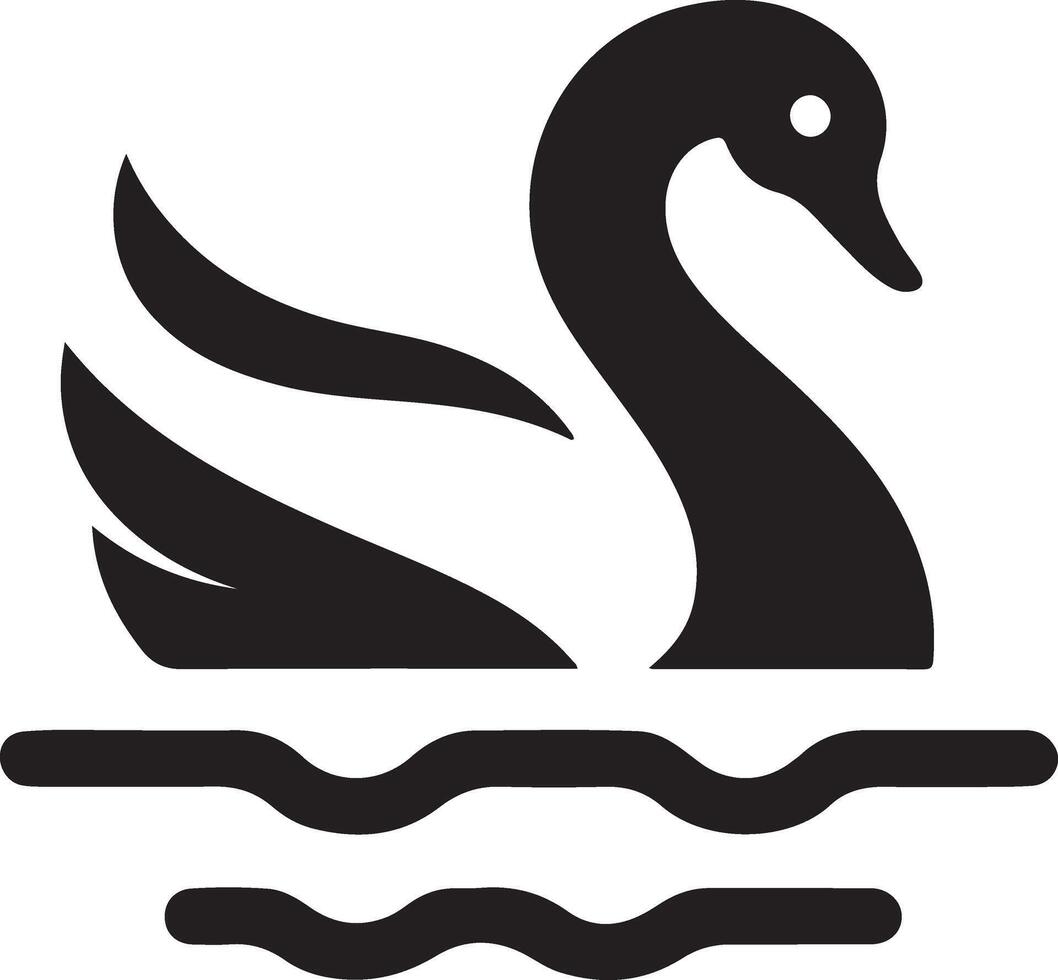 cisne logo vector icono, plano símbolo, negro color silueta, blanco antecedentes 19