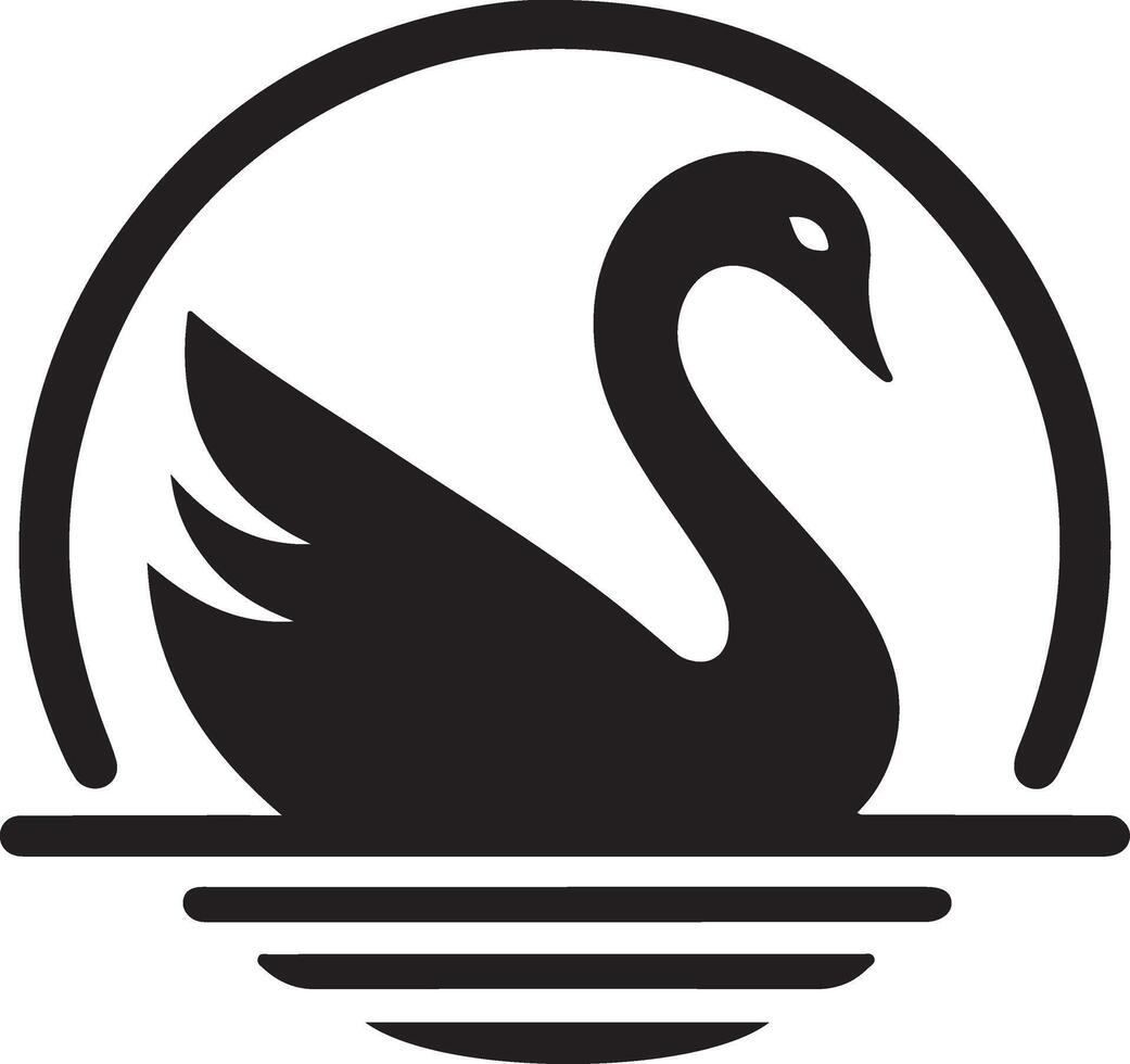 cisne logo vector icono, plano símbolo, negro color silueta, blanco antecedentes 23