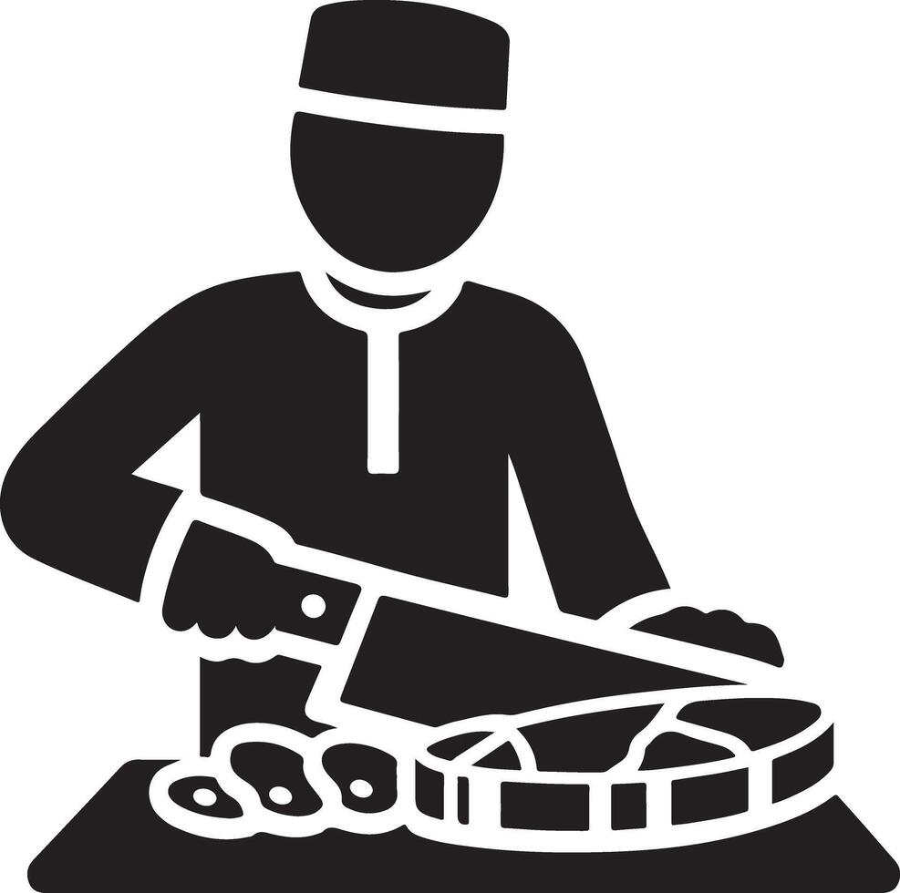 Butcher meat cutting silhouette vector icon, clipart, symbol, black color 6