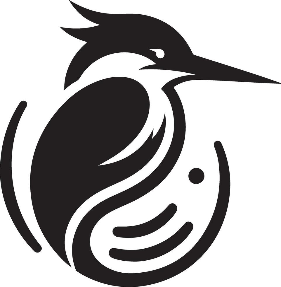 Kingfisher bird vector art icon, clipart, symbol, black color silhouette, white background 30