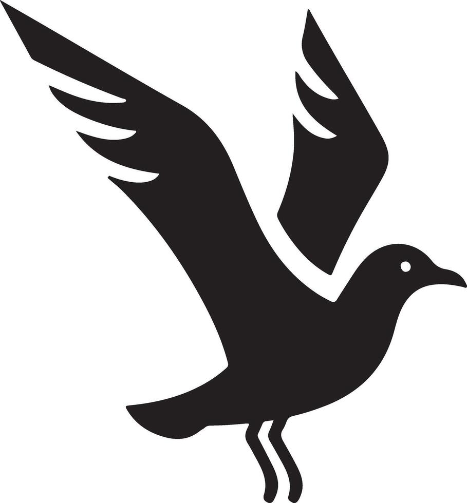 mínimo Gaviota vector icono, plano símbolo, negro color silueta, blanco antecedentes 24