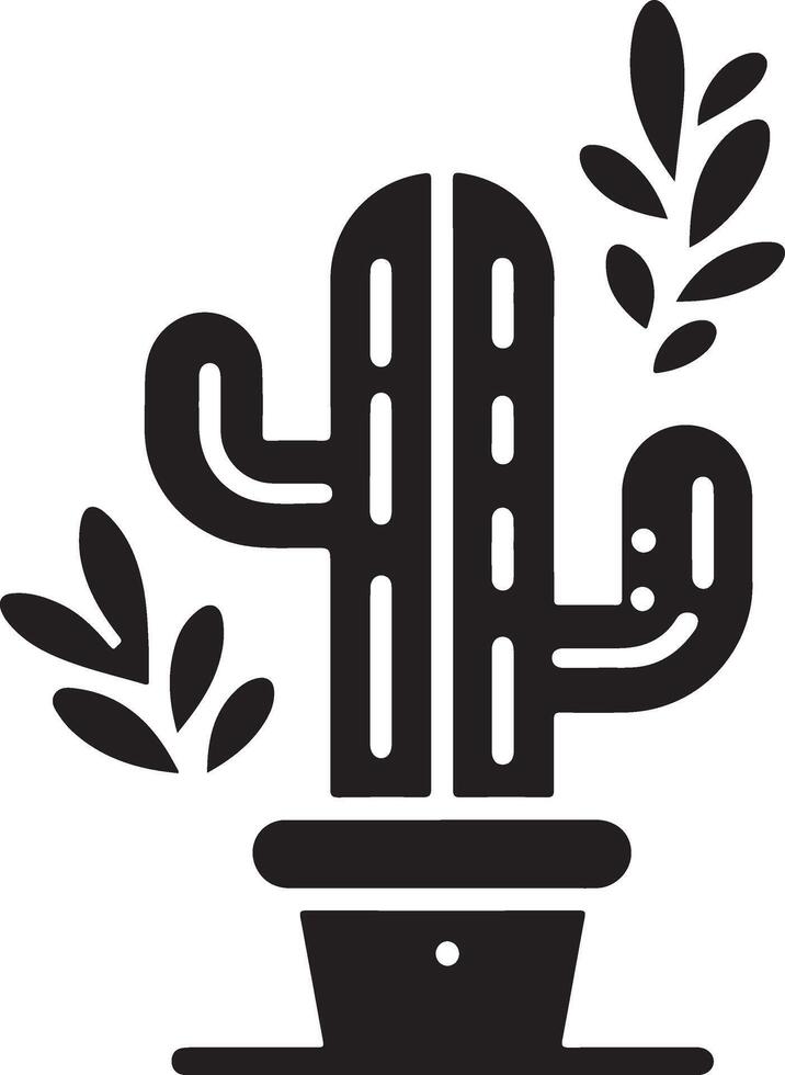 cactus plant icon vector clipart, symbol, black color silhouette, white background 3