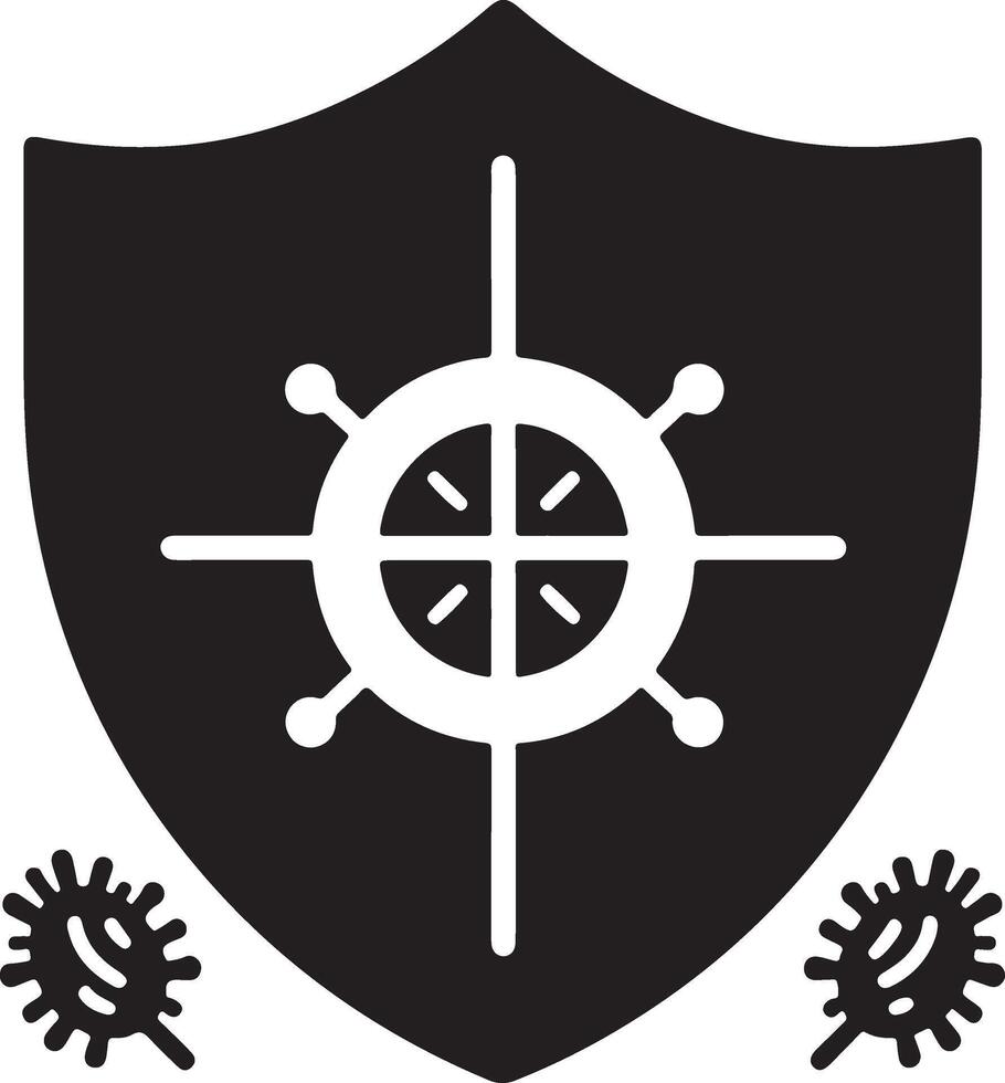 minimal Antibacterial defense icon, black color silhouette, logo, clipart, symbol, black color silhouette 6 vector