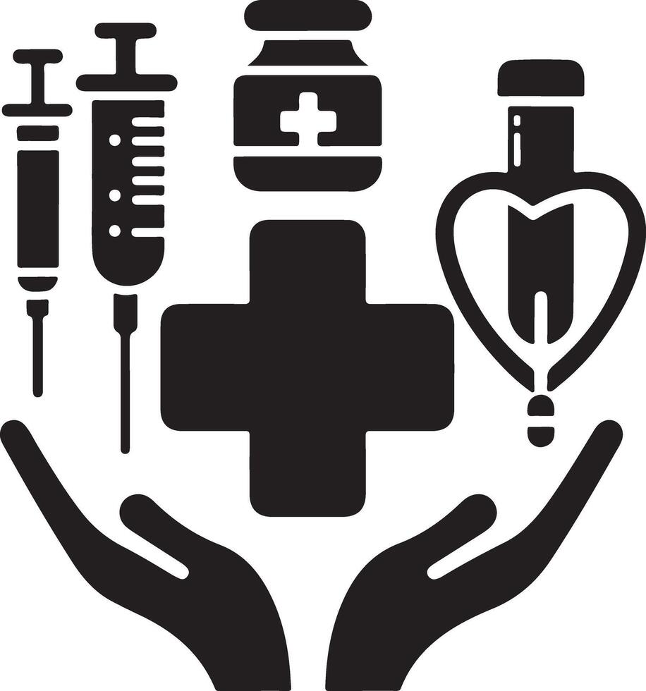 médico logo icono, plano símbolo, negro color silueta 10 vector