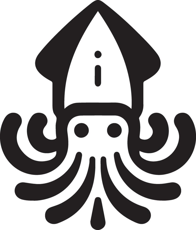 minimal Squid vector icon, flat symbol, black color silhouette, white background 18